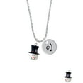 thumbnail image 2 of Delight Jewelry Resin Snowman Head with Top Hat Silvertone Script Initial Disc - V - Charm Necklace, 20"+3", 2 of 4