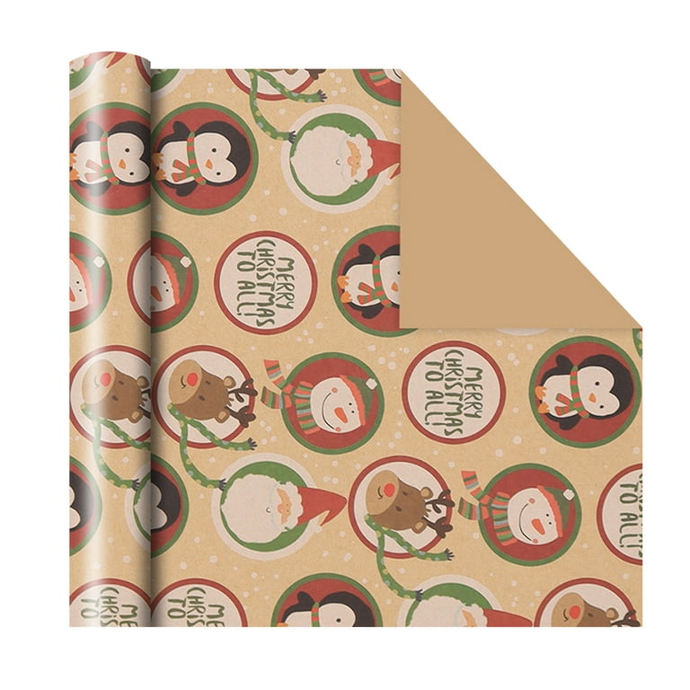 Christmas Wrapping Paper Brown Kraft Paper with Christmas Elements