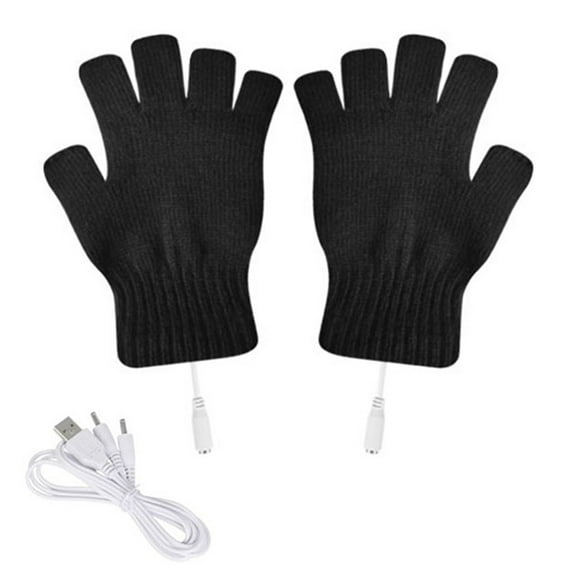 ievspot 1 Pair Unisex Women's & Men's USB Heated Gloves Mitten Winter Elastic Hands Warm Gloves
