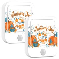 Yayeee 2-Pack Plug in LED Night Lights with Light Sensors Motion Detectors, Big Pumpkins