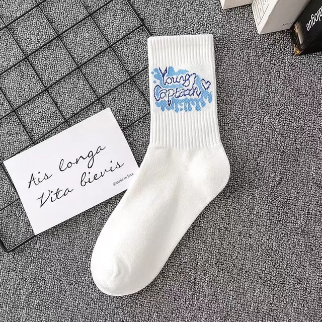 Calcetines deportivos de mujer, calcetines de algodón, medias blancas de mujer, calcetines de otoño e invierno