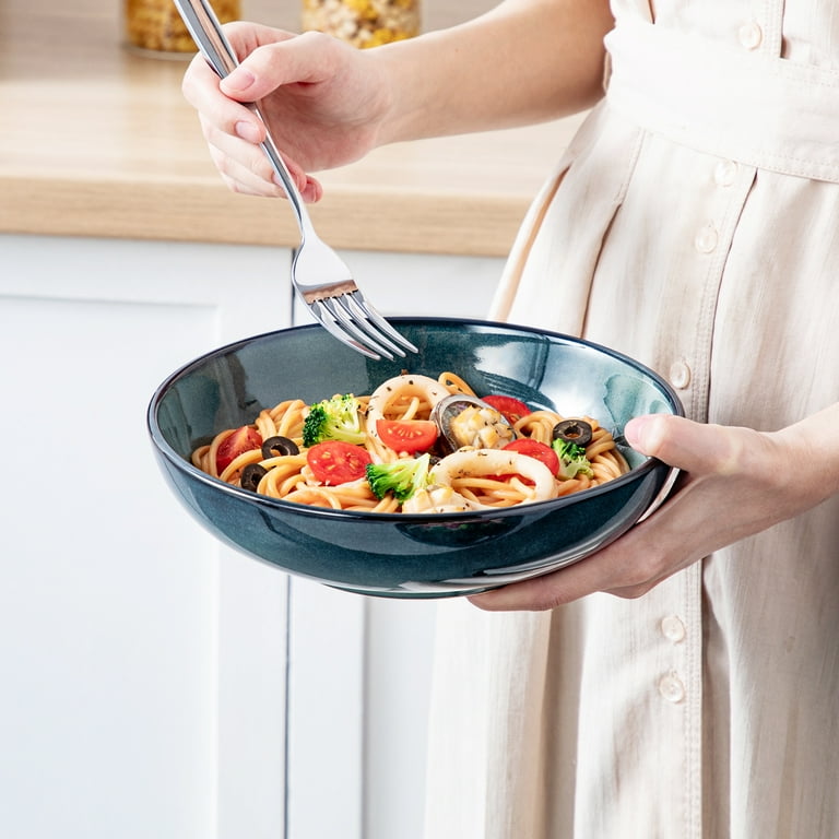 Vancasso Pasta Bowls Set of 6, 38 oz Porcelain, Green photo 5