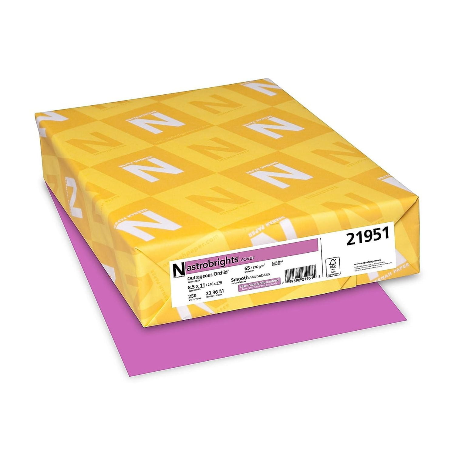 Astrobrights, WAU21951, Color Cover Stock - Orchid, 250 / Pack, Outrageous Orchid