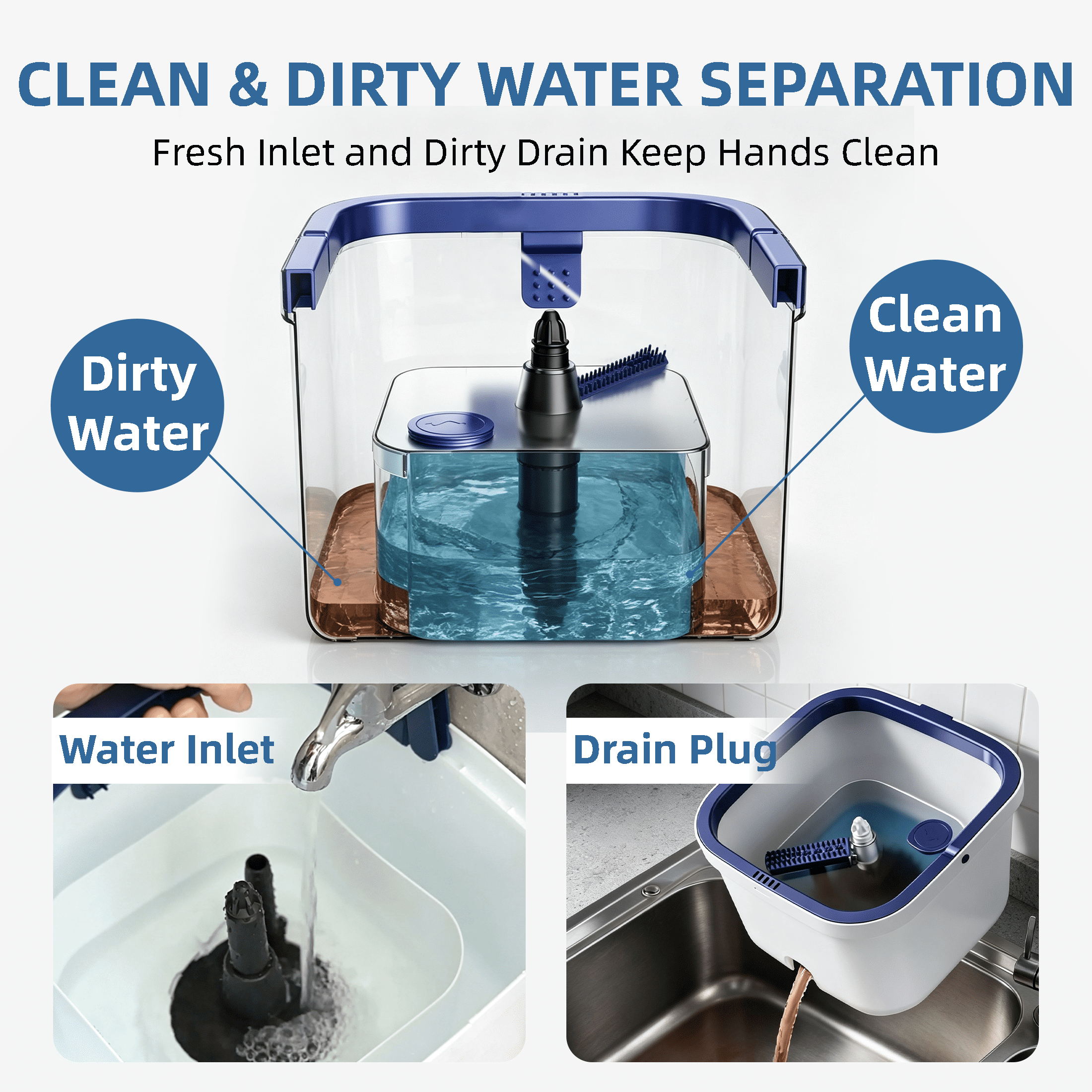 GARITIN Spin Mop and Bucket with Clean Dirty Water Separation, Microfiber Floor Mop for Hardwood Tile