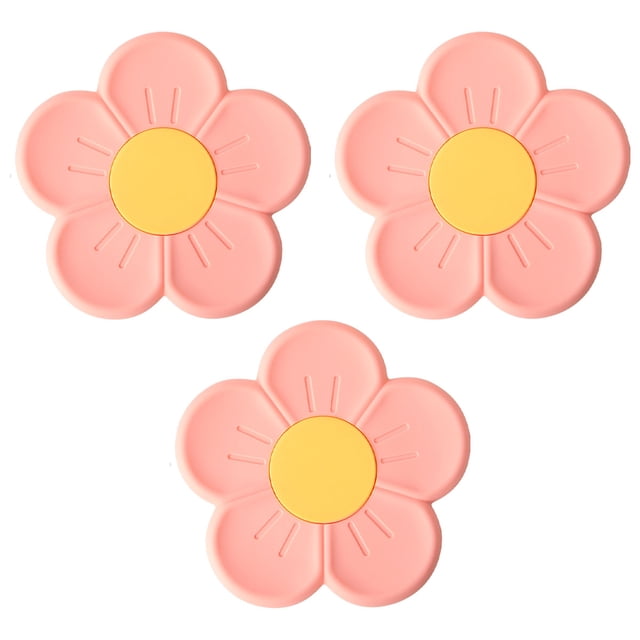 3 piezas de estera aislante de silicona resistente a altas temperaturas de calidad alimentaria, posavasos de silicona con flores de dos colores