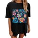 thumbnail image 4 of Faldas Cortas para Mujeres, Impresión de Flores Casual Oversized Camiseta de Manga Corta Top Hecho de 95% Poliéster 5% Spandex para Primavera Verano, Falda Corta de Verano, 4 of 7