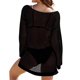 thumbnail image 3 of Traje de baño Cover Up Beauty de ganchillo de manga corta negro para mujer, 3 of 7