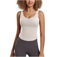 thumbnail image 2 of QUNYINEY Casual Womens Tank Top Crew Neck Sleeveless Camisole Solid Tops Slim Padded Workout Tank Tops, 2 of 5