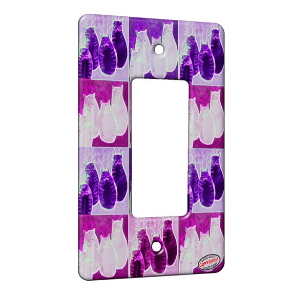 KuzmarK™ 1 Gang Rocker Wall Plate - Four Reindeer Tabby Chunky Kitties Christmas Cat Electric Art by Denise Every