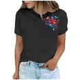 thumbnail image 4 of Itsame Summer Short Shirt Sleeved for Womens Printed T-Shirt Tops Round Neck Blouses Black Size XL, 4 of 5