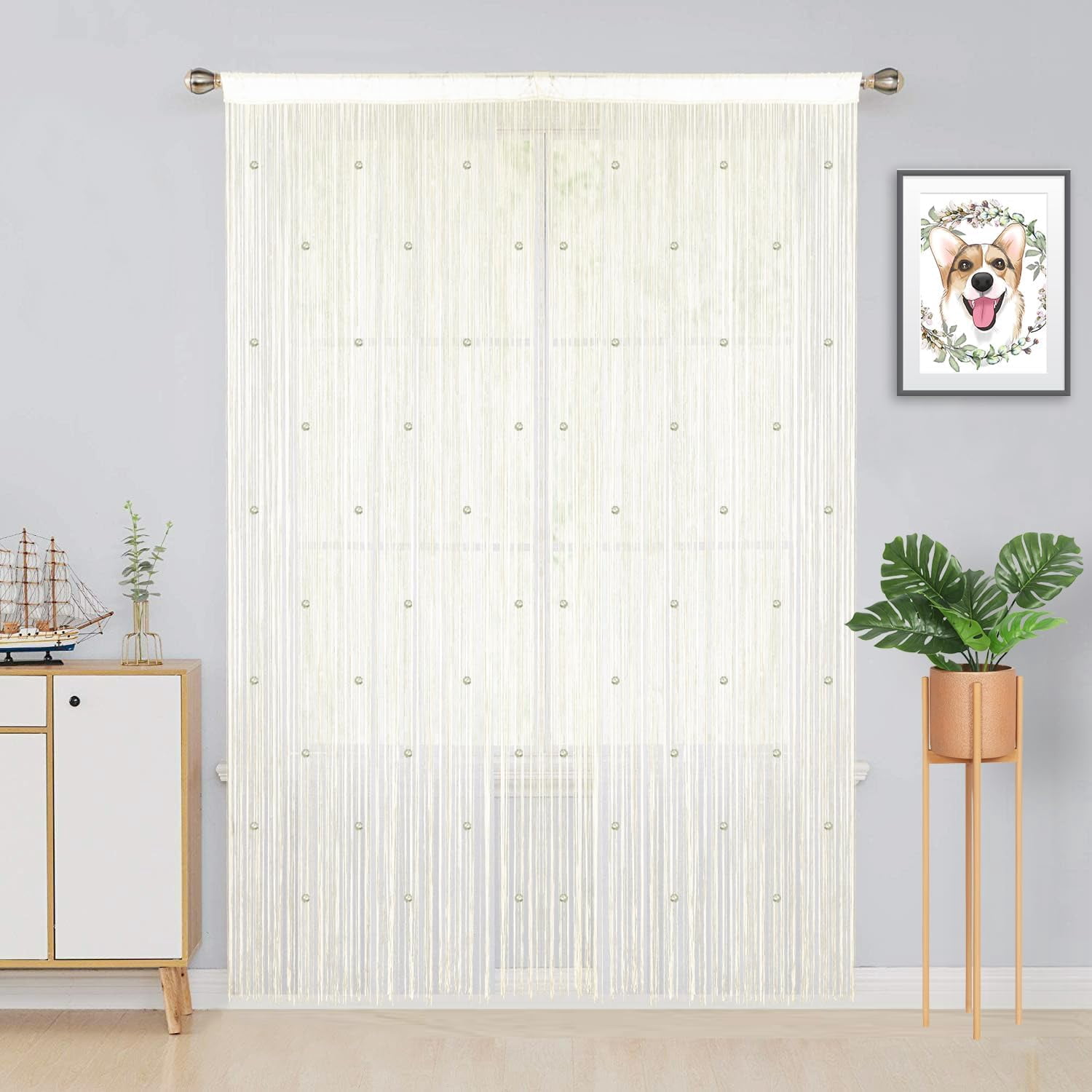 UniVerse Beaded Curtain Beaded Curtains for Doorways Crystals Suitable for Interior Decoration and Partitions Hippy Closet Curtains (Champagne, 39"x79")