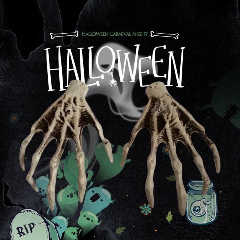 2Pcs Halloween Skull Skeleton Human Hand Bone Terror Adult ScaryPropDecoratio PL 