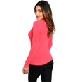 thumbnail image 2 of 2Luver Women's Long Sleeve V-Neck Knit Sweater Coral L, 2 of 2