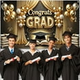 thumbnail image 5 of Moocorvic Graduation Decorations 2025 Backdrop Gold Black Class of 2025 Background Bachelor Cap Balloon for Grad Congrats Prom Party Banner Picture Photo Studio, 5 of 7
