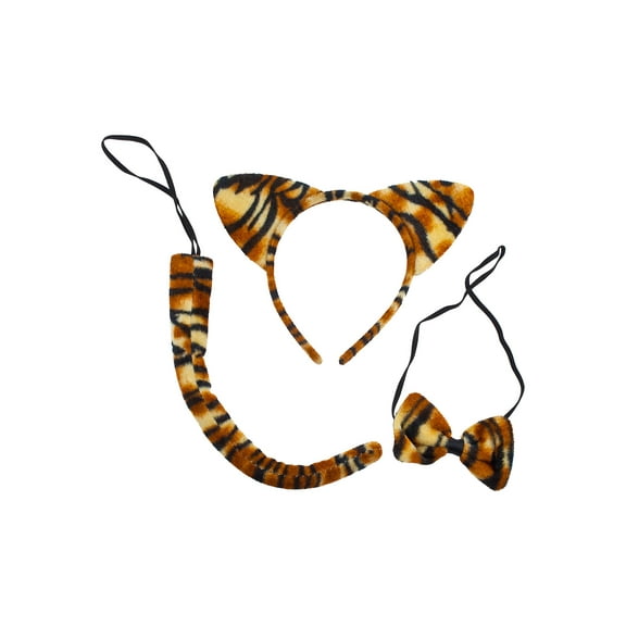 Lux Accessories Brown Black Stripes Tiger Ears Bowtie Tail Costume Party Dressup