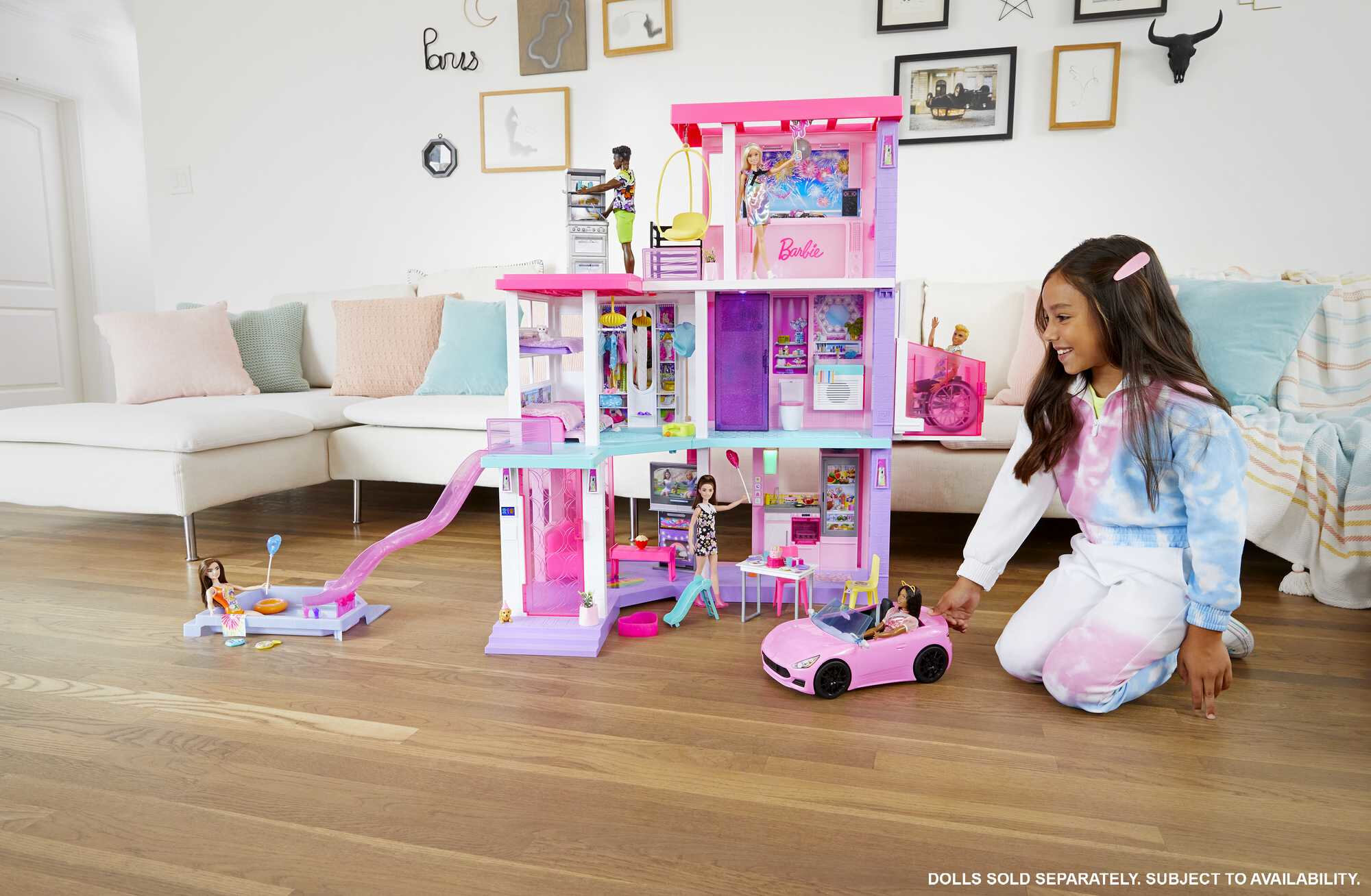 Barbie Deluxe Special Edition 60th DreamHouse Playset with 2 Dolls, Car & 100+ Pieces - image 3 of 8