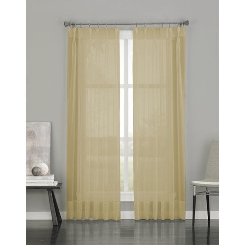 Curtainworks Soho Voile Sheer Pinch Pleat Curtain Panel, 29 by 84", Oyster