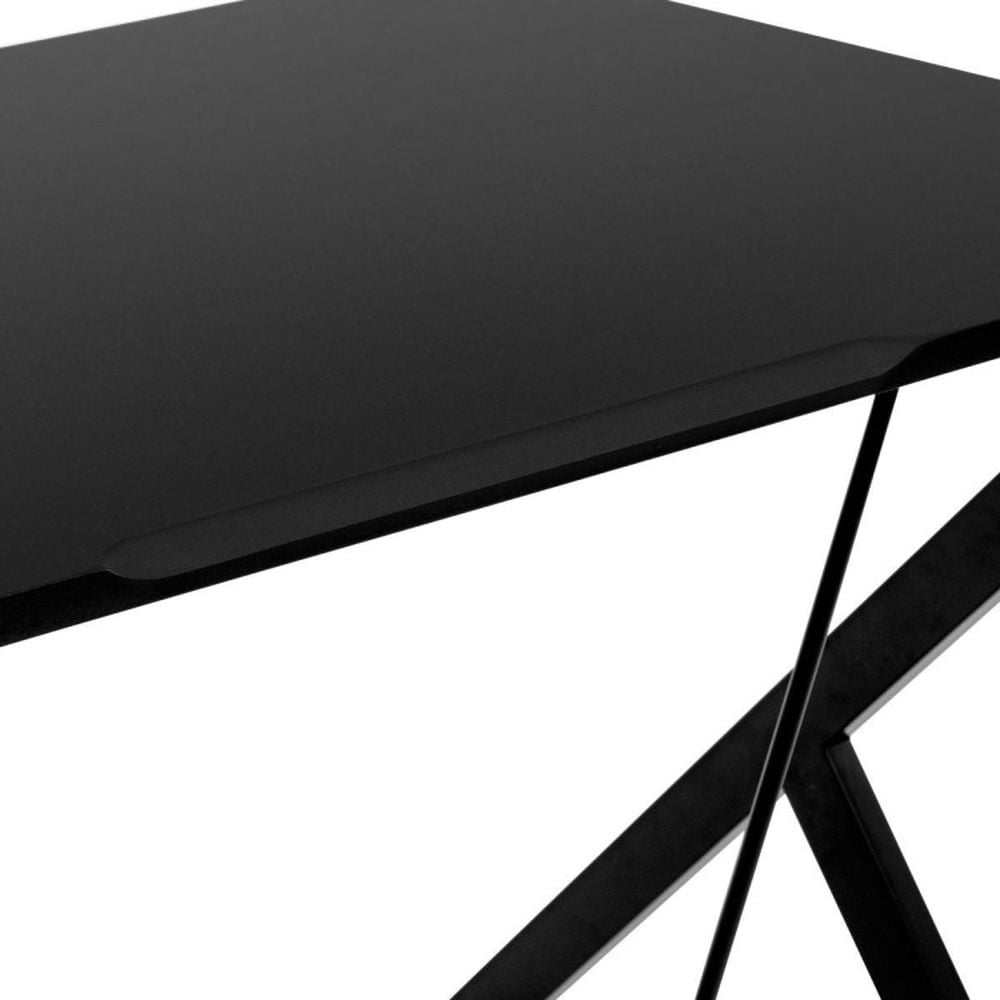 Demi Bonn Modern Ergonomic Study Computer Desk for Small Space, Home Office Desk Gaming Writing Table, Black