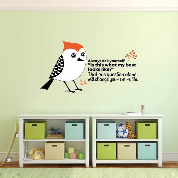 Ask Yourself Birl Animal Life Quote Cartoon Quotes Decors Wall Sticker Art Design Decal for Girls Boys Kids Room Bedroom Nursery Kindergarten Home Decor Stickers Wall Art Vinyl Decoration (8x10 inch)