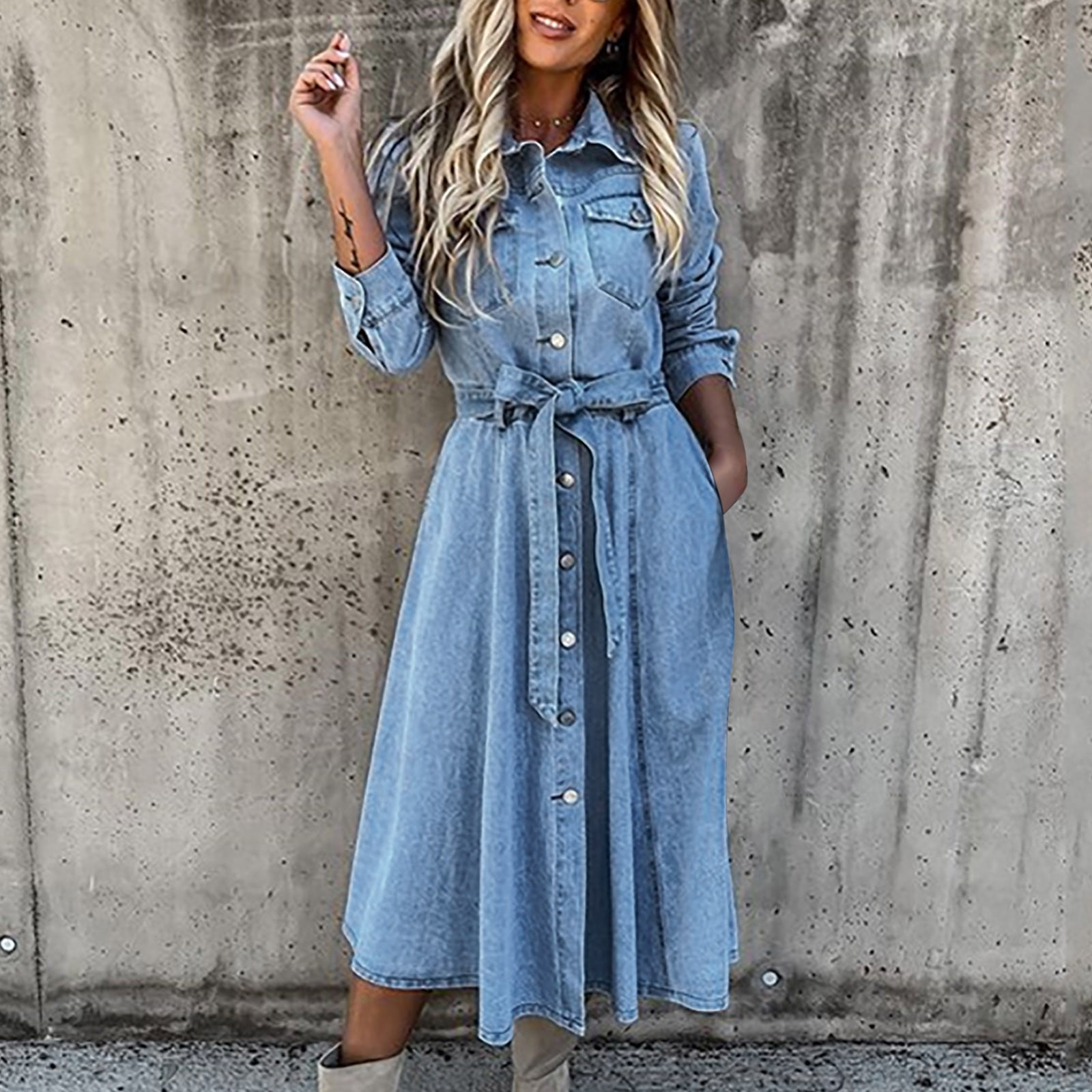 Ladies long denim dress 2025