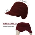 thumbnail image 5 of Men Winter Hats for Guys Cool Beanies Lined Knitted Warm Cap Ear-flaps for Men Outdoor Fleece Hat, Wine Red, 5 of 8
