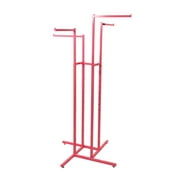 SSWBasics Hot Pink 4-Way Clothing Display Rack With Straight Arms- Durable Retail Clothing Rack for Boutique Retail and Thrift Stores - Sleek and Stylish Garment Display Stand