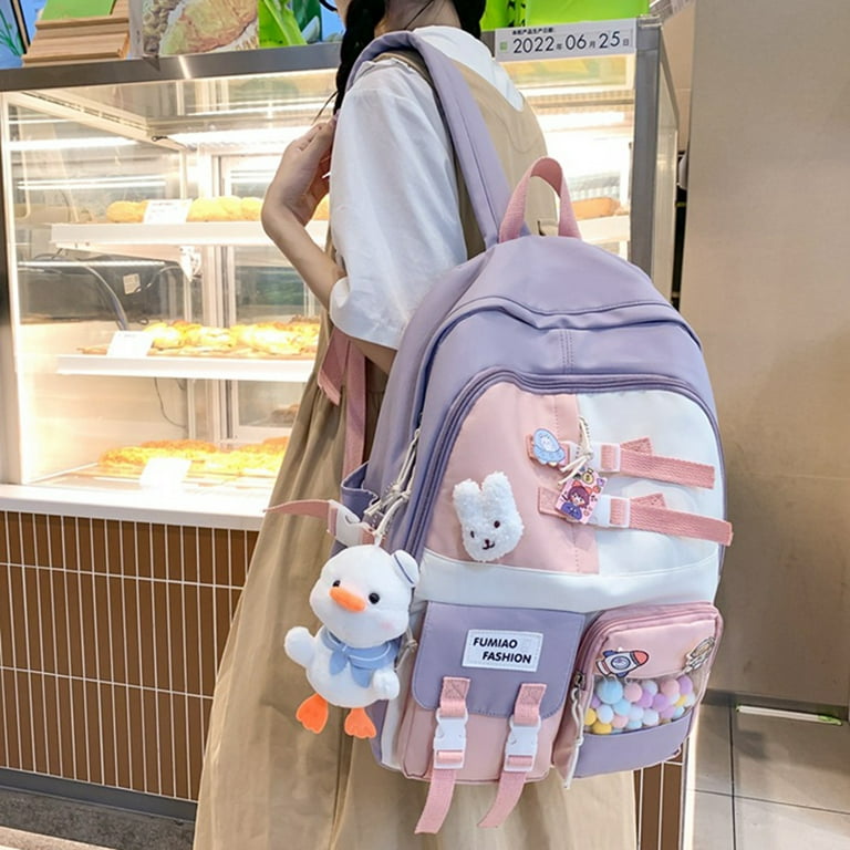 Kawaii School Bags for Teenage Girls Cute Backpacks Student Bookbags Female Travel Bag Black
