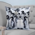 thumbnail image 4 of 24x24 Pillow Covers Set of 2, Grey Penguins Throw Pillow Covers Decorative Couch Cushion Case, Winter Animals Vintage Gray Microfiber Square Pillowcases for Bedroom Car Living Room, 4 of 7