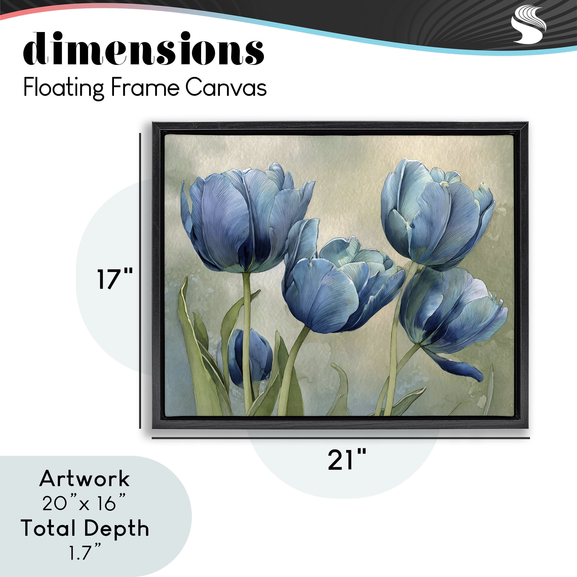 Stupell Industries Drawn Blue Tulip Flowers Black Framed Floater Canvas Wall Art, design by Franklyn Gregory
