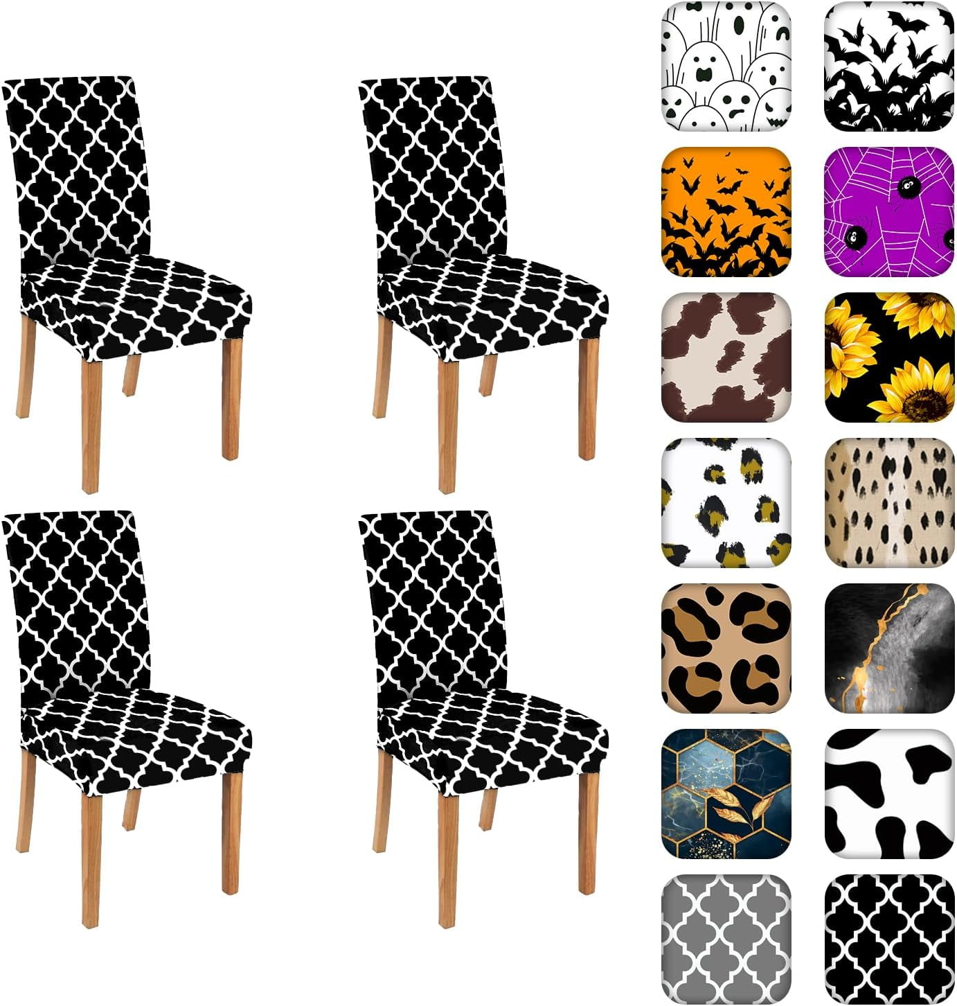 Chair Covers for Dining Room Set of 4, Stretch Dining Chair Cover 4