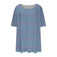 thumbnail image 5 of cocolona Womens Plus Size Summer Tops Crew Neck Short Sleeve Front Pleated T-shirts Casual Loose Stripe Print Tees Blouse, 5 of 6