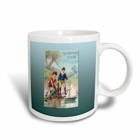Boy Ceramic - 3dRose Van Houtens Cocoa Little Boys with a Toy Sailboat, Ceramic Mug, 11-ounce