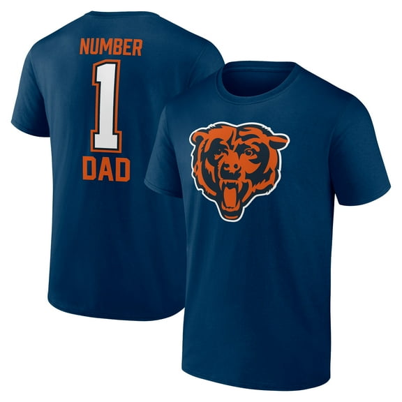 Men's Navy Chicago Bears Father's Day #1 Dad T-Shirt
