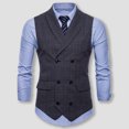 thumbnail image 2 of APEXFWDT Men's Double Breasted Suit Vests, Big and Tall Casual Business Dress Vests Slim Fit Waistcoat for Wedding Dinner, 2 of 8