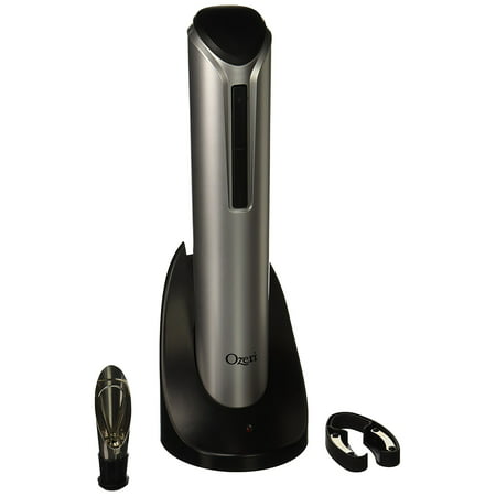 Ozeri Pro Electric Wine Bottle Opener with Wine Pourer, Stopper, Foil Cutter and Elegant Recharging