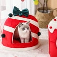 thumbnail image 3 of Cute Christmas Cat House, Indoor Cat Bed with Hanging Balls & Removable Cushion, 3 of 7