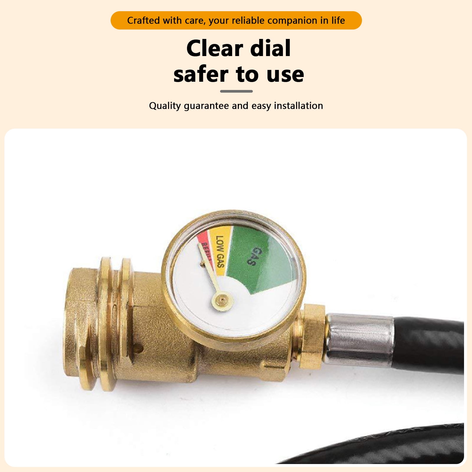 Arcticwind 12 Feet Propane Hose w/ Gauge,Propane Adapter Hose,Pressure Propane Regulator Converts POL 100 lb LP Tank to QCC1,Pressure Propane Gas Hose and Adapter for Gas Grill,Stove,etc