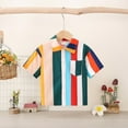 thumbnail image 2 of Baby Trendy Outfit Toddler Boys Girls Summer Short Sleeve Striped Prints Casual Tops with Pocket Kids Clothes, 2 of 9