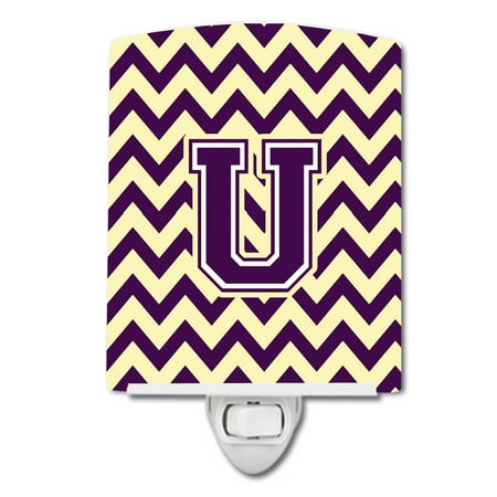

Caroline s Treasures CJ1058-UCNL Letter U Chevron Purple and Gold Ceramic Night Light 6x4x3 multicolor