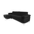 thumbnail image 2 of L-shaped Sectional Sofa Set, Velvet Upholstered Sofa Couch with Padded Seats and Backrest, Modern Sofa Chaise Lounge with Metal Legs for Living Room Office, Black, 2 of 7