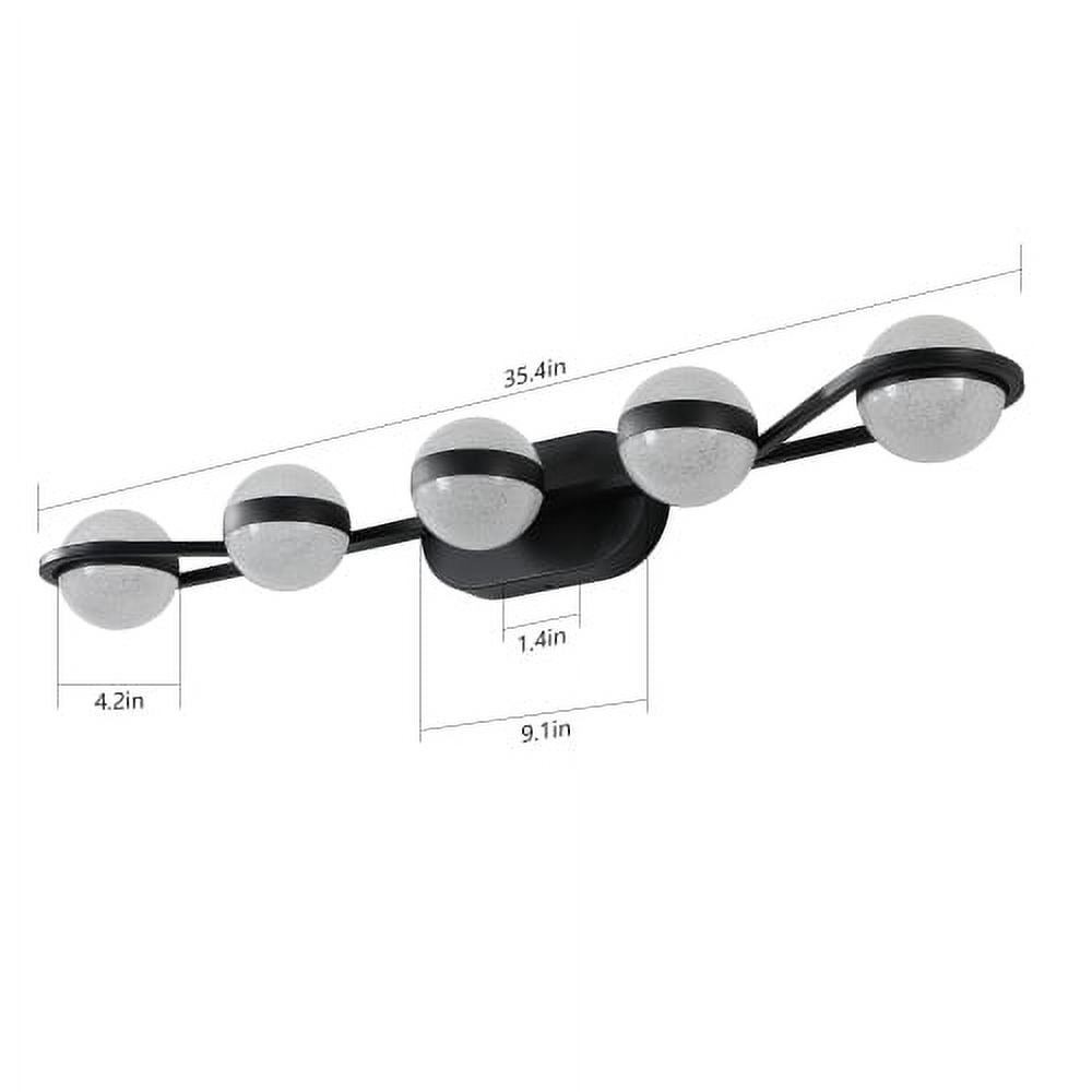 ACE-LIGHTS,5-Light Modern Minimalist Bathroom Vanity Light With Acrylic Shades,Bathroom Mirror Lamp for Bathroom,Dressing Room,Bedroom,Living Room,Office,Restaurant,Bars(Black)
