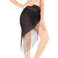 thumbnail image 2 of HAPPY BAY Summer Swim Cover up Sarong Swimsuit Coverups for Women Chiffon Short Beach Wraps Sheer Bottom Beachwear One Size Ebony, Embroidery, 2 of 3