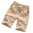 thumbnail image 1 of DxhmoneyHX Men's Linen Shorts Casual Elastic Waist Drawstring Summer Beach Shorts Lightweight Breathable Classic Fit Shorts, 1 of 3