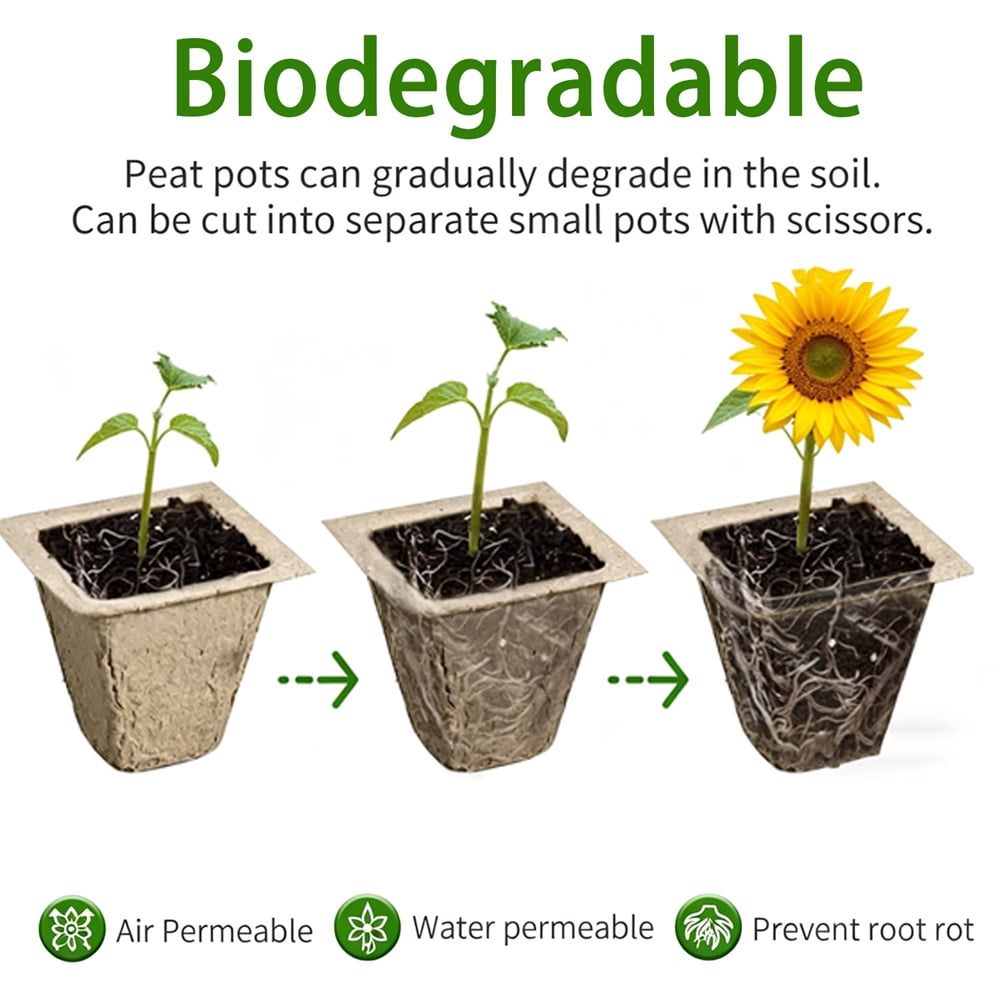 100 Cells Seed Starter Tray with 100pcs Plastic Labels Reusable Nursery Pots Biodegradable Seed Starter Peat Pots Root-Friendly Seedling Cups for Seed Starting Herb Vegetable