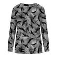 thumbnail image 5 of HKEJIAOI Blouse d'Halloween pour Femmes Manches Longues Col Rond Imprimé Géométrique Moderne Célébration d'Halloween Haut Gris, 5 of 5