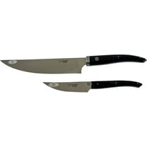 Laguiole en Aubrac Cuisine Gourmet Stainless Fully Forged Steel Made In France Essential 2-Piece Premium Kitchen Knife Set With Ebony Wood Handles, 8-Chef Knife And 4-in Paring Knife