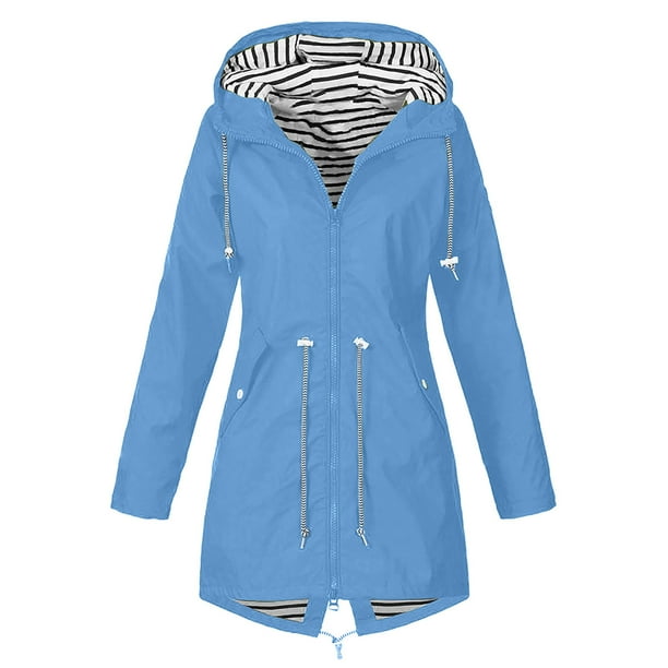 Chubasquero de talla grande para mujer, gabardina larga impermeable con capucha, cazadora forrada, chaqueta de viaje, chaquetas con capucha para exteriores Fridja BV0+1985
