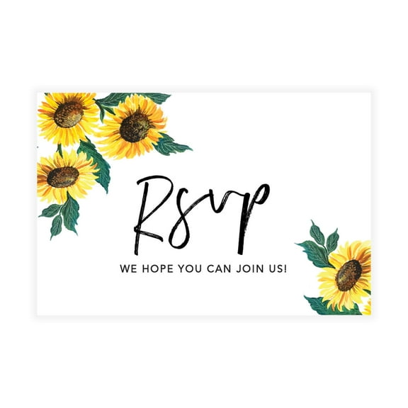 Koyal Wholesale 56-Pk RSVP Postcards for Wedding Sunflowers Cardstock Response Reply Cards, "4 x 6"
