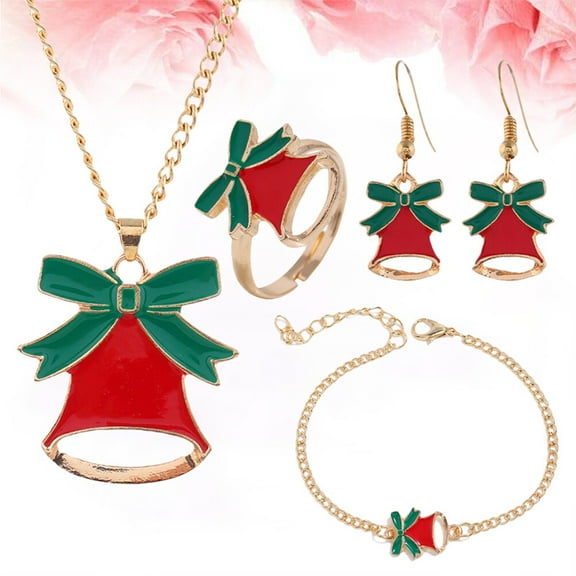 WRITWAA Christmas Jewelry Set with Necklace, Earrings, Bracelet in Assorted Colors, Holiday Accessories