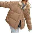thumbnail image 3 of Jinhomg 2024 Down Coat for Women Fall Winter Warm Double Closure Stand Collar Puffer Jacket Casual Comfy Long Sleeve Solid Outerwear with Pockets Fall Saving Coffee L, 3 of 5
